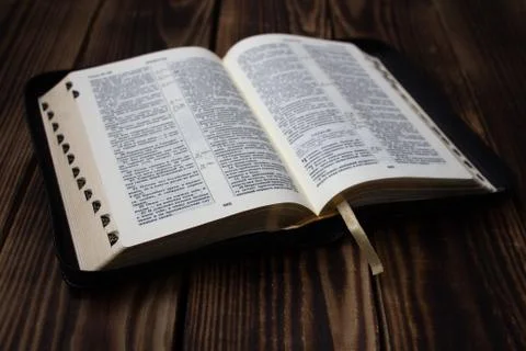 Bible on wooden board Stock Photos