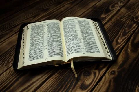 Bible on wooden board Stock Photos