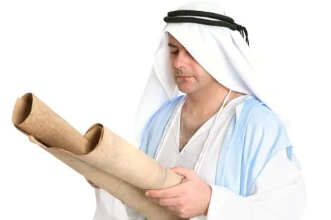 Biblical man reading scroll scripture Stock Photos
