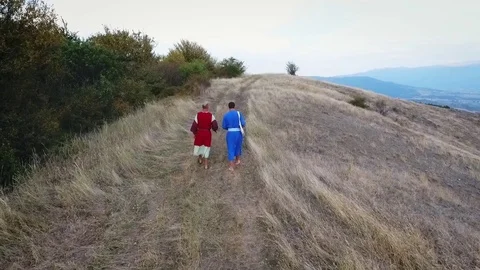 Biblical Scene Two Men Speaking Slow Motion Stock Footage 80951766