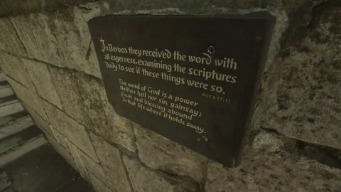 Biblical Scripture Sign, Bema of Saint Paul, Veria, Greece Видео 325922364