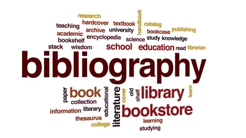 Bibliography animated word cloud, text design animation. Stock Footage 79405671