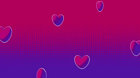 Bibrant pop art inspired featuring floating hearts on a yellow and pink gradient Stock Footage 280641752