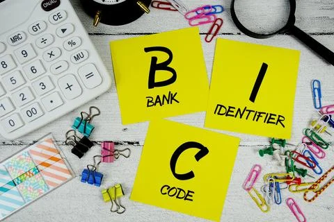 BIC Bank Identifier Code text phrase of business and financial concept Stock Photos