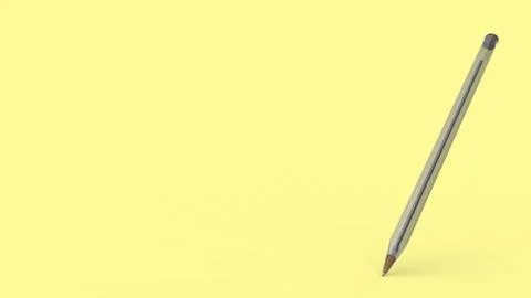 Bic, Transparent plastic ball pen on yellow background, 3d illustration rende Stock Illustration