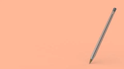 Bic, Transparent plastic ball pen on orange background, 3d illustration rende Stock Illustration