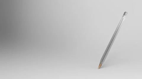 Bic, Transparent plastic ball pen on white background, 3d illustration render Stock Illustration