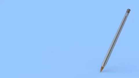 Bic, Transparent plastic ball pen on blue background, 3d illustration render  Stock Illustration