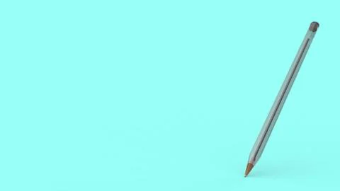 Bic, Transparent plastic ball pen on azure background, 3d illustration render Illustrazione stock