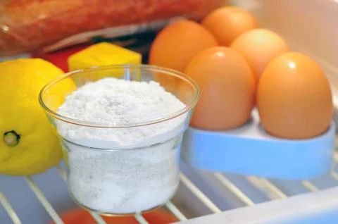 Bicarbonate inside of fridge Stock Photos