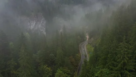 Bicaz pass mountain road high up in the Carpathian Mountains Video stock 224282835