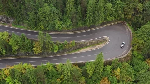 Bicaz pass mountain road high up in the Carpathian Mountains Video stock 226324682