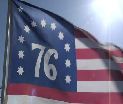 Bicentennial flag waving Stock Footage 22837666