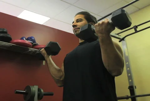 Bicep Curls 2 Shots Stock Footage 947675
