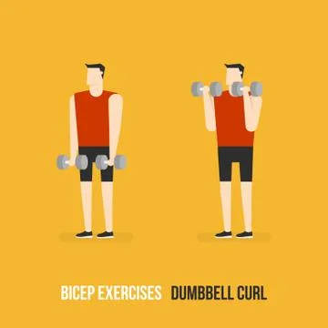 Bicep Exercises. Illustrazione stock