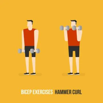Bicep Exercises. Stock Illustration