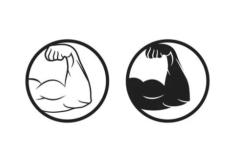 Bicep muscle vector icon. Strong arm biceps muscle in flat style. Vector Illustrazione stock
