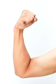 Biceps Arm Flexing Strength Training Symbol on a Clean White Background Stock Photos
