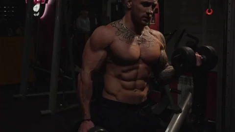 Biceps curls with dumbbell Stock Footage 118856440