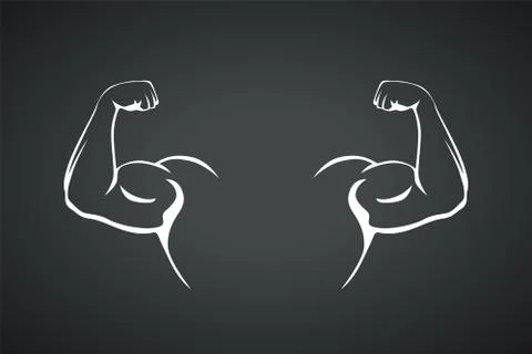 Biceps hands silhouette on dark Stock Illustration