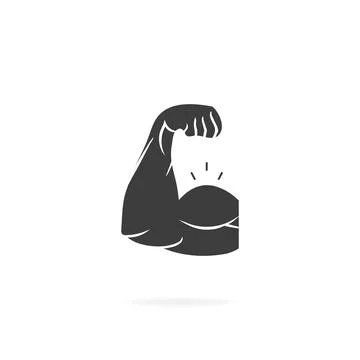 Biceps icon. Muscle biceps with shadow. Arm icon on isolated white background Stock Illustration