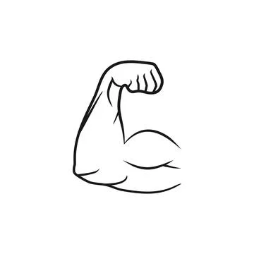 Biceps muscle arm, vector illustration line style and flat design Stock Illustration