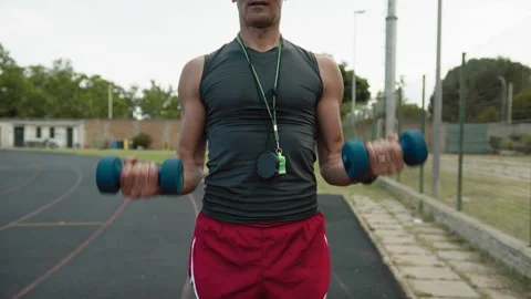 Biceps Training Effort For A Professional Athlete Stock Footage 278477309
