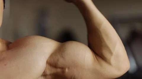 Biceps workout in machine. Loop Stock Footage 55007837