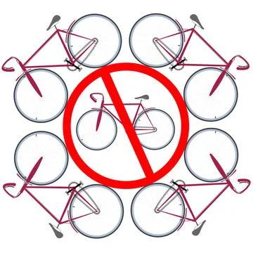 Bicicles not allowed here bicicles not allowed here. Vector art illustrati... Stock Photos