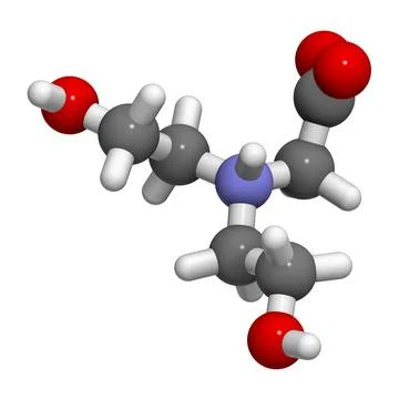Bicine buffering agent molecule. 3D rendering. Stock Illustration