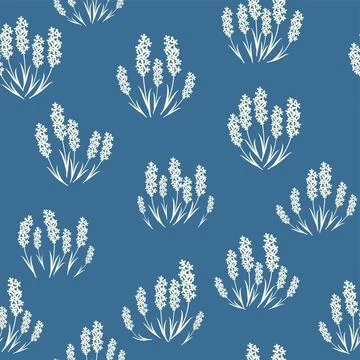 Bicolor contour silhouette seamless pattern with flowers and leaves. Abstract Stock Illustration