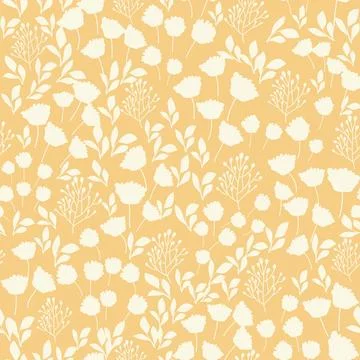 Bicolor contour silhouette seamless pattern with flowers and leaves. Abstract Illustrazione stock