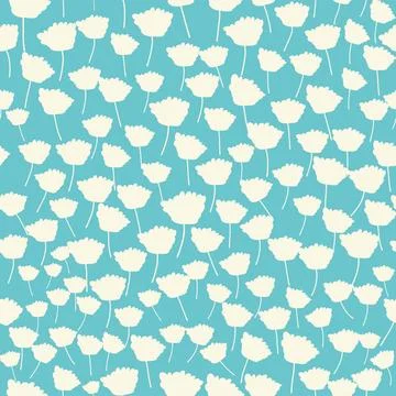 Bicolor contour silhouette seamless pattern with flowers and leaves. Abstract Illustrazione stock