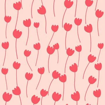 Bicolor contour silhouette seamless pattern with flowers and leaves. Abstract Illustrazione stock