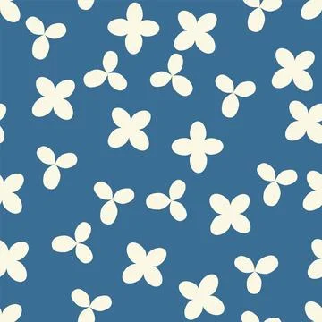 Bicolor contour silhouette seamless pattern with flowers and leaves. Abstract Stock Illustration