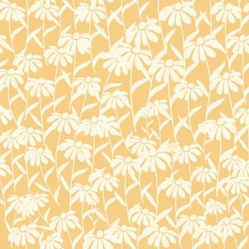 Bicolor contour silhouette seamless pattern with flowers and leaves. Abstract Stockillustratie