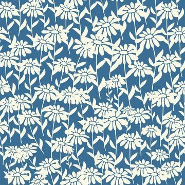 Bicolor contour silhouette seamless pattern with flowers and leaves. Abstract 스톡 일러스트