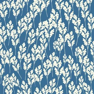 Bicolor contour silhouette seamless pattern with flowers and leaves. Abstract Illustrazione stock