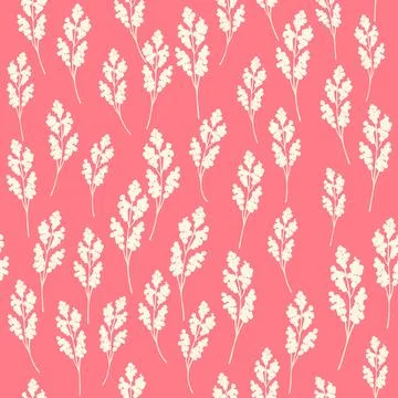 Bicolor contour silhouette seamless pattern with flowers and leaves. Abstract Illustrazione stock