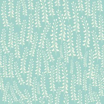 Bicolor contour silhouette seamless pattern with flowers and leaves. Abstract Stock Illustration