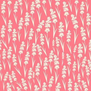 Bicolor contour silhouette seamless pattern with flowers and leaves. Abstract Illustrazione stock