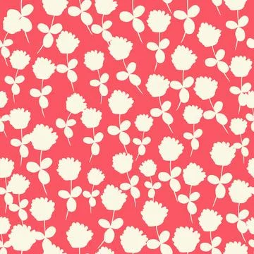 Bicolor contour silhouette seamless pattern with flowers and leaves. Abstract Illustrazione stock