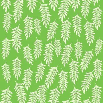 Bicolor contour silhouette seamless pattern with flowers and leaves. Abstract Stock Illustration