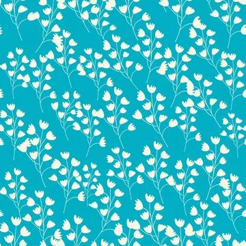 Bicolor contour silhouette seamless pattern with flowers and leaves. Abstract 스톡 일러스트