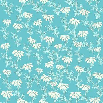 Bicolor contour silhouette seamless pattern with flowers and leaves. Abstract Illustrazione stock