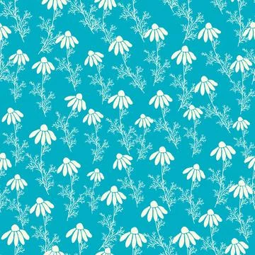 Bicolor contour silhouette seamless pattern with flowers and leaves. Abstract Stockillustratie