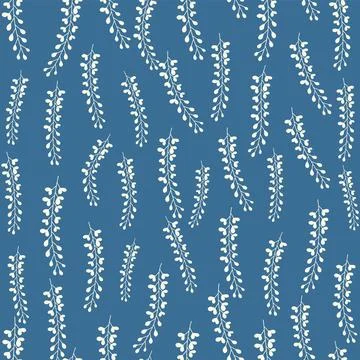 Bicolor contour silhouette seamless pattern with flowers and leaves. Abstract Stock Illustration