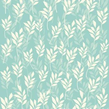 Bicolor contour silhouette seamless pattern with flowers and leaves. Abstract Illustrazione stock