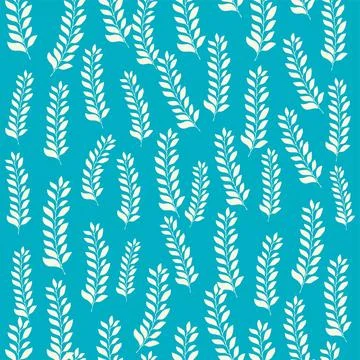 Bicolor contour silhouette seamless pattern with flowers and leaves. Abstract Illustrazione stock