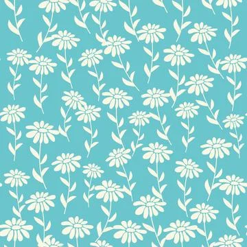 Bicolor contour silhouette seamless pattern with flowers and leaves. Abstract Illustrazione stock